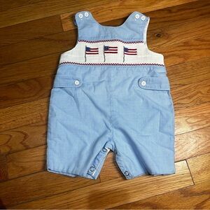 Baby Boy Mom & Me Smocked American Flag Patriotic Blue 1 Pc 3 Months
